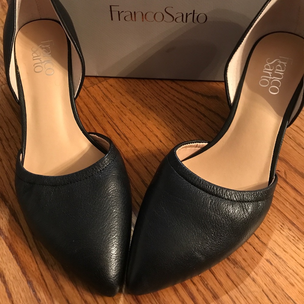 NWT Franco Sarto Black Leather Wedges